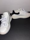 PRE-OWNED -GOOD Women Valentino size 7.5 White/Black Low Top Lace Up Sneakers Studded Heel Tab Athletic