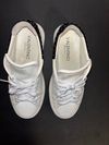 PRE-OWNED -GOOD Women Valentino size 7.5 White/Black Low Top Lace Up Sneakers Studded Heel Tab Athletic