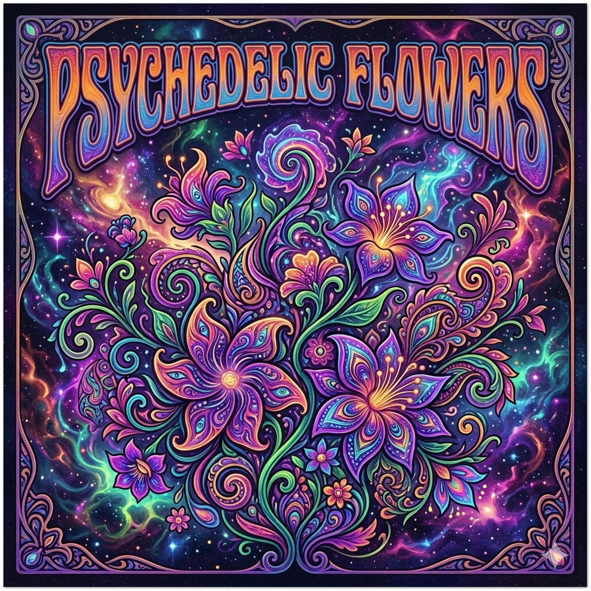 Psychedelic Flowers - Fine Art Poster