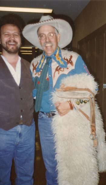 Smokey and Too Slim member of Riders In The Sky backstage at
the Grand Ole Opry in Nashville, Tn.
