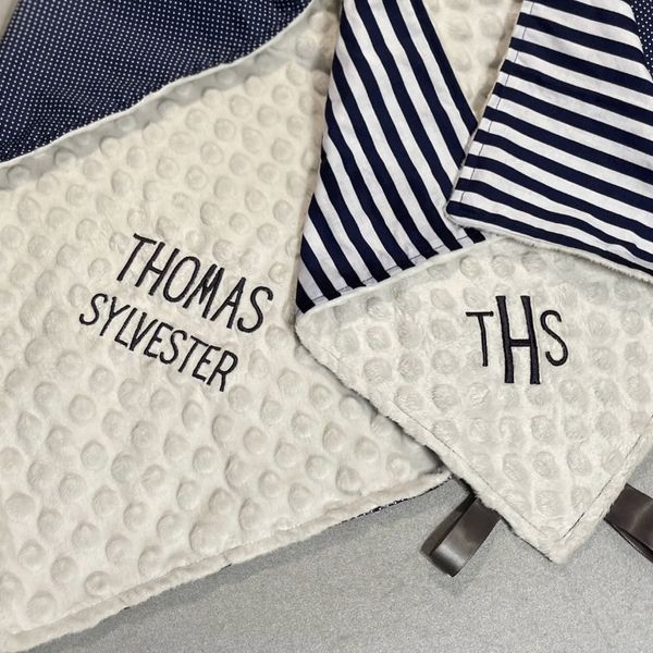 Personalized Minky Baby blanket and Lovey