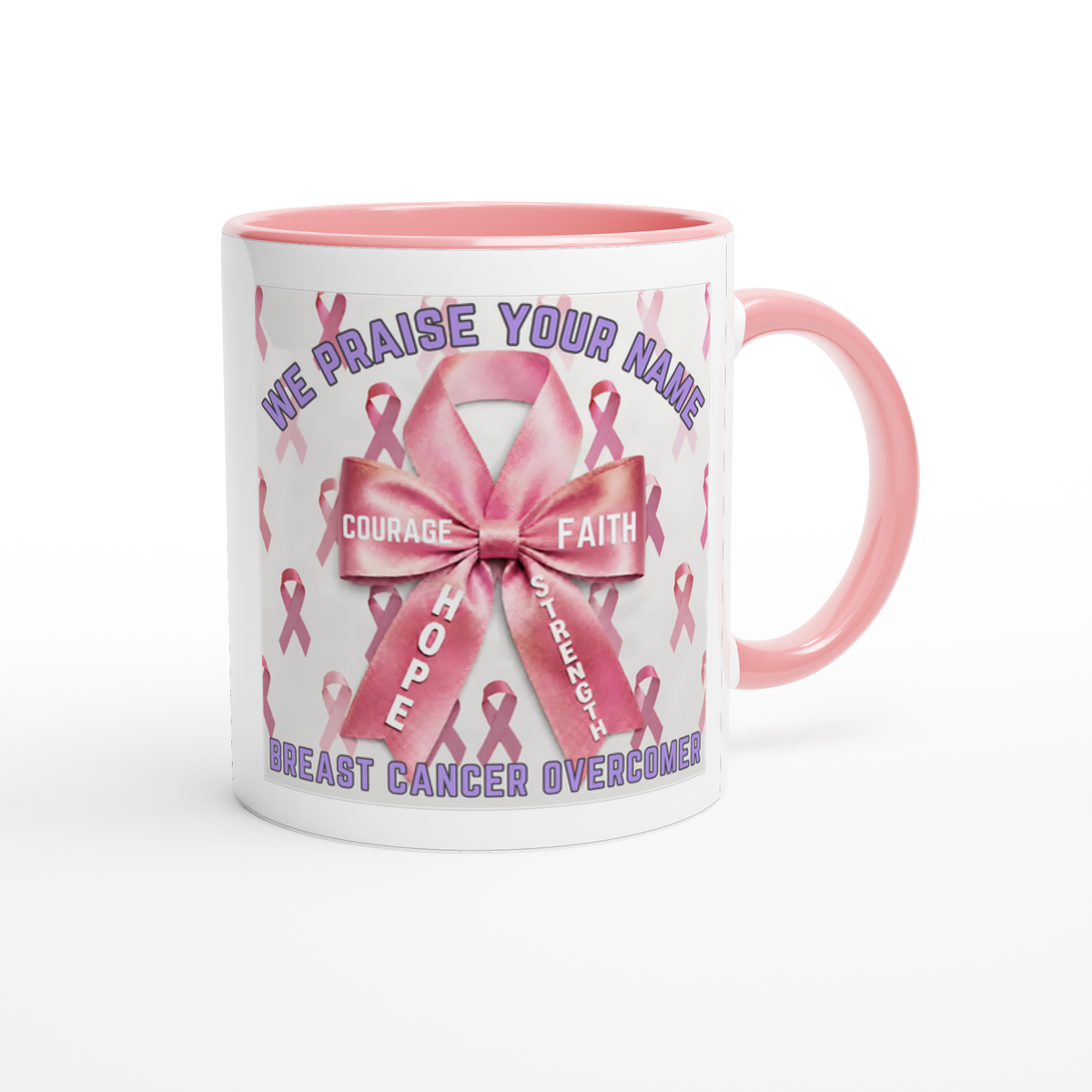 GLOSSY PEARL MUG - WE PRAISE YOUR NAME (Breast Cancer Overcomer Edition) 