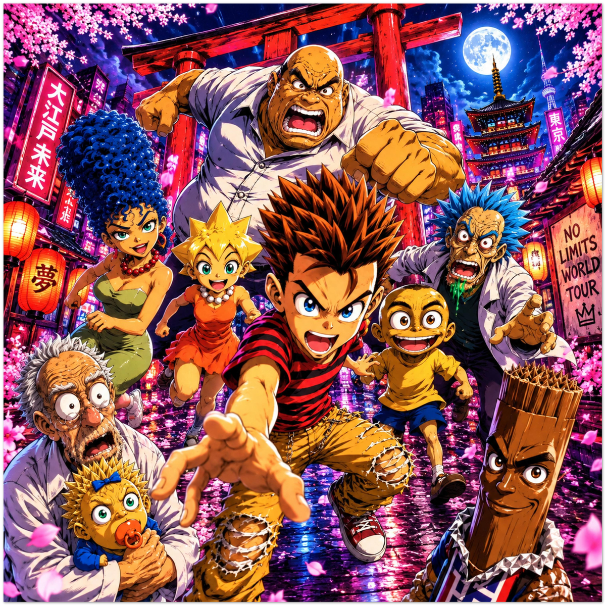 Homer Let The Barts Out (The Anime) - Fine Art Poster