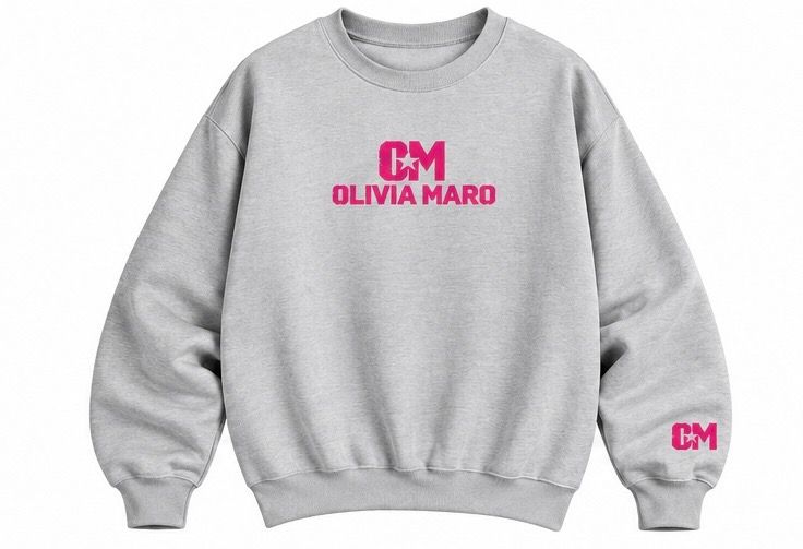 He Loves Me (Not) - Pink Logo Gray Crewneck