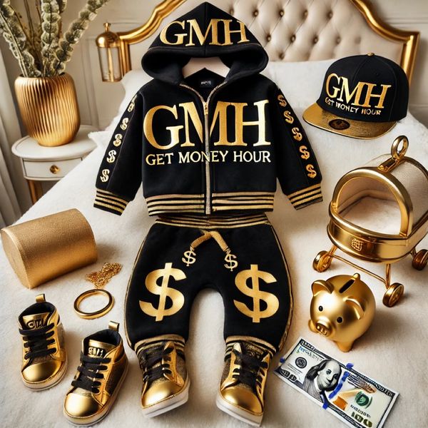 GMH Baby Black & Gold Zip Set