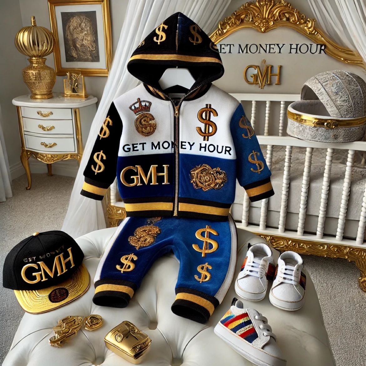 GMH Kids White & Blue Sweatsuit