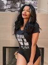 black V neck t shirt - "Get Up Out " bar code