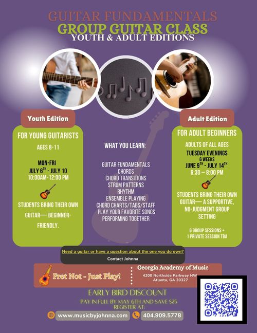 guitar group class for adults guitar group class for children summer guitar camp 2026