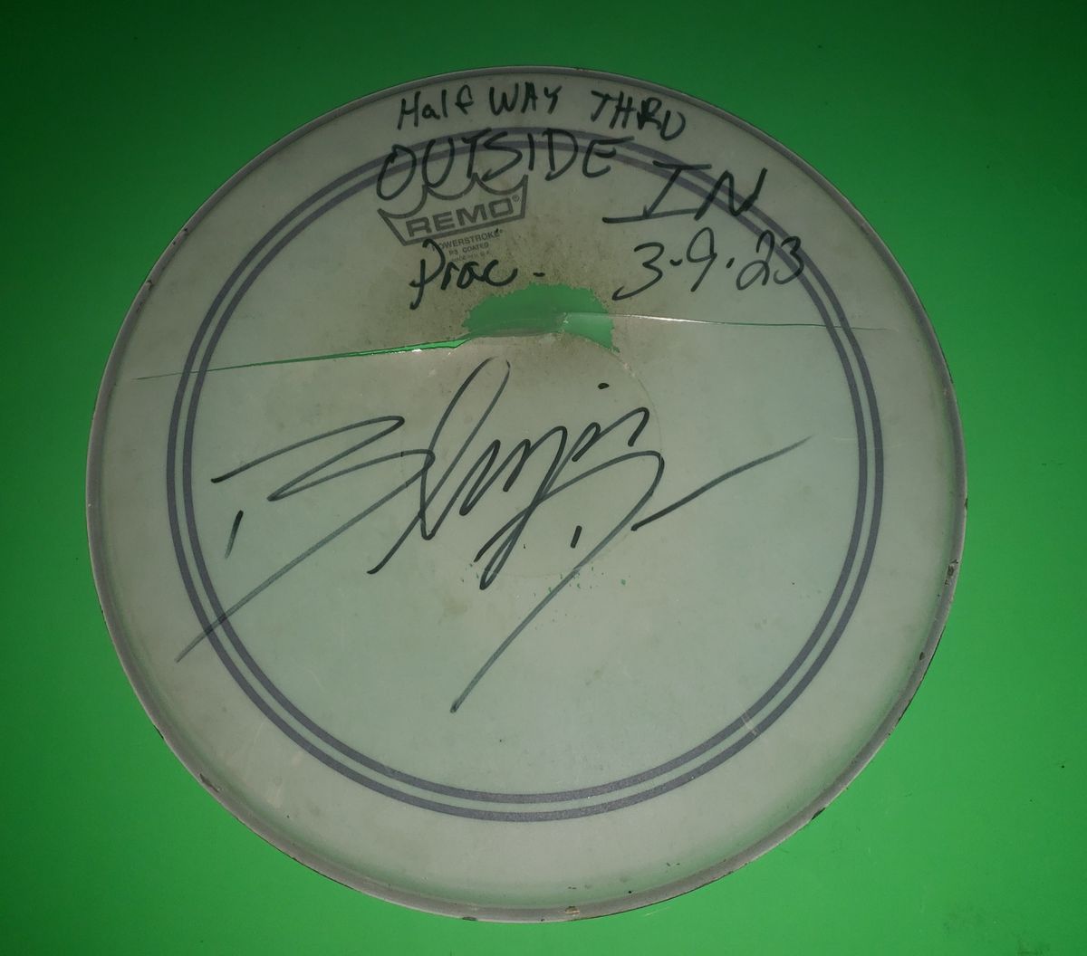 Broken, Signed, Snare Drum Head