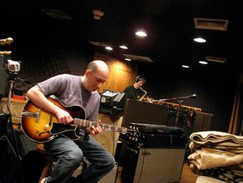 Recording at Bias Studios (that's Lou's December 1957 Gibson ES-175)
