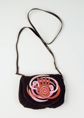 Five Elements - Spirit embroidered on upcycled denim. The strap is a belt.
