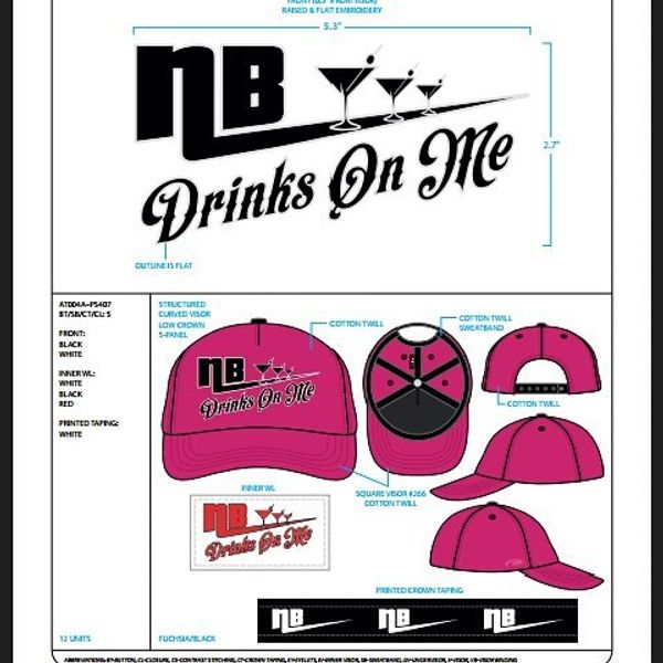 N.B Drinks on me Hat "Pink Black and White"