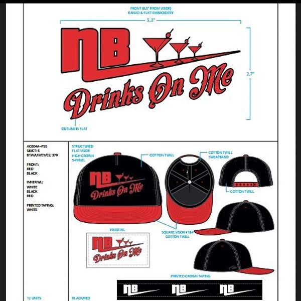 N.B Drinks on me Hat "Black and Red"