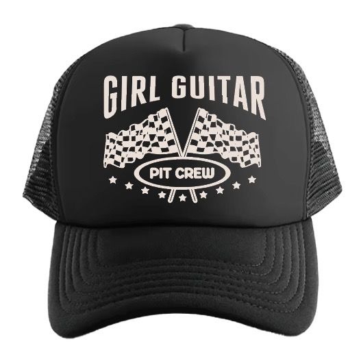 Girl Guitar Pit Crew Trucker Hat