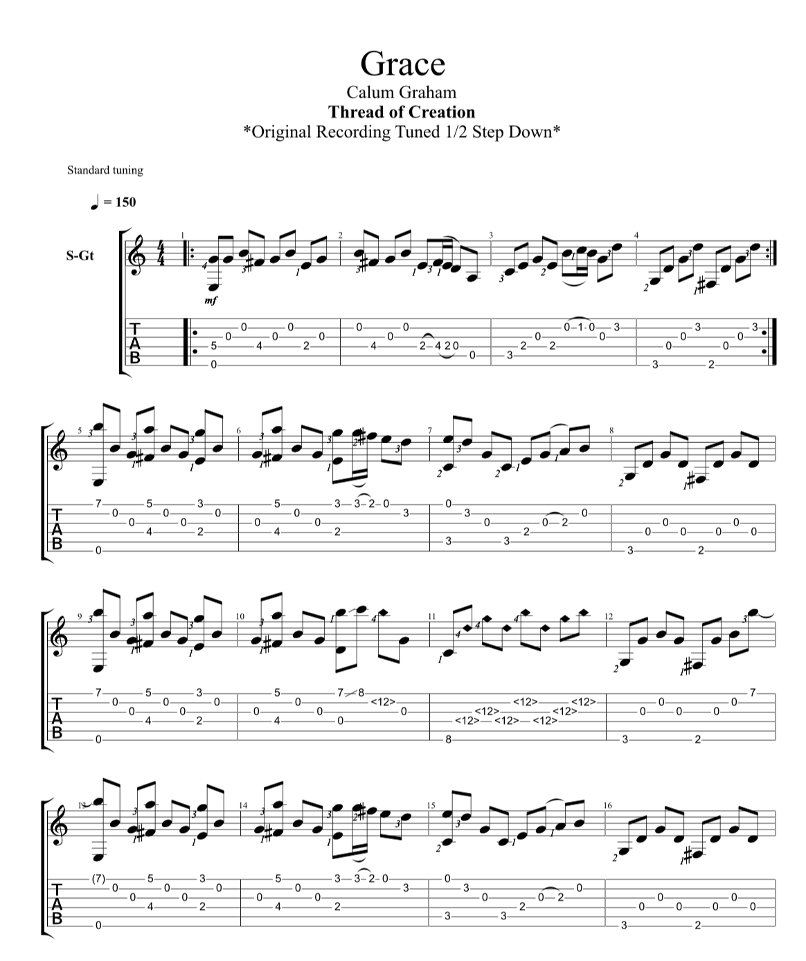 Grace - Guitar Transcription 