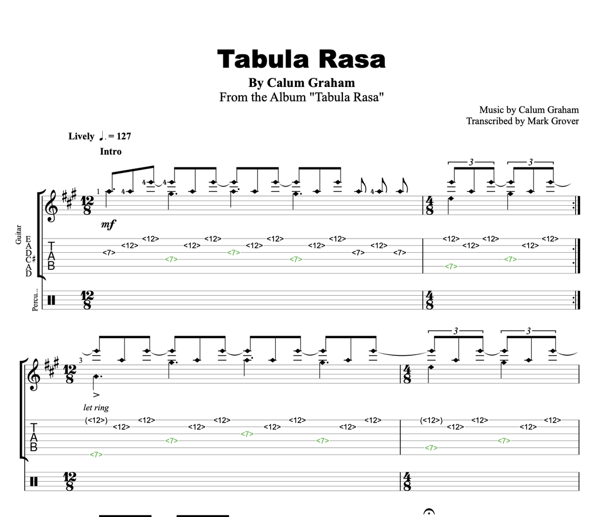 Tabula Rasa - Guitar Transcription