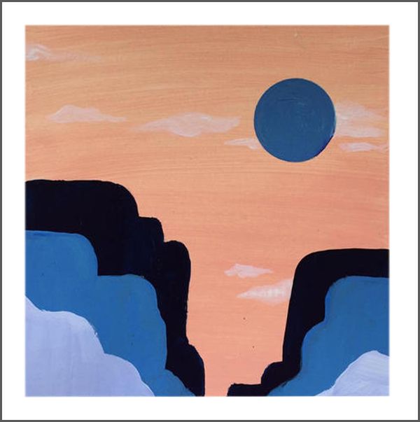 Canyon, blue — 12x12 acrylic on paper