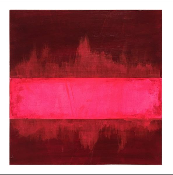 Abstract, red — 12x12 acrylic on paper