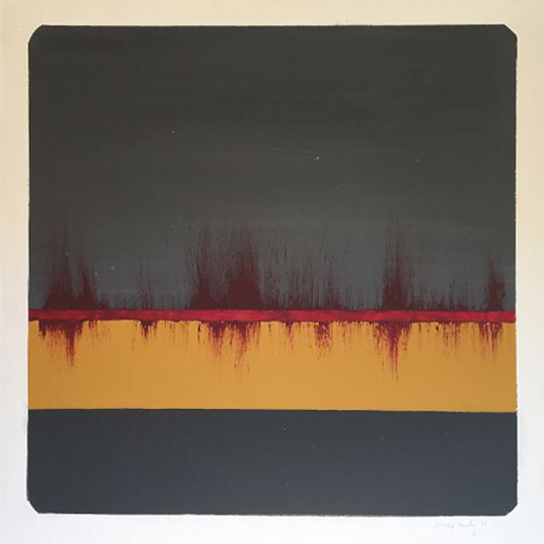 Horizon Line, Red — 20x20 acrylic on canvas