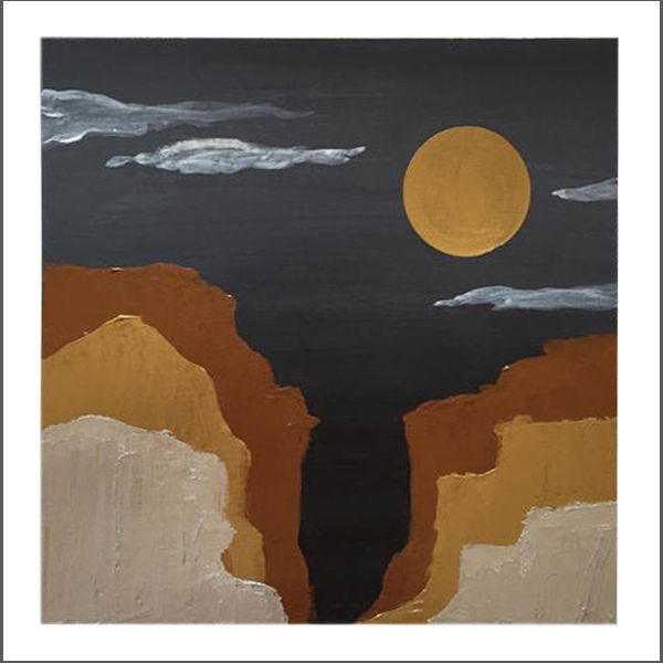 Canyon, night — 12x12 acrylic on paper