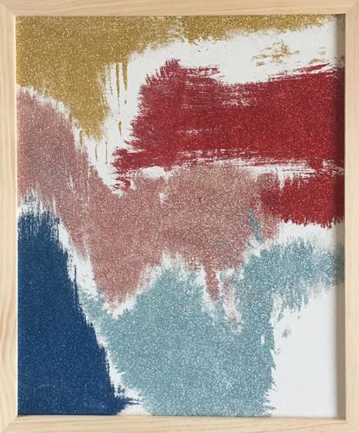 9x15 glitter on canvas board, includes natural wood frame