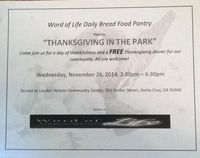 Thanksgiving in the Park...Free Thanksgiving dinner.