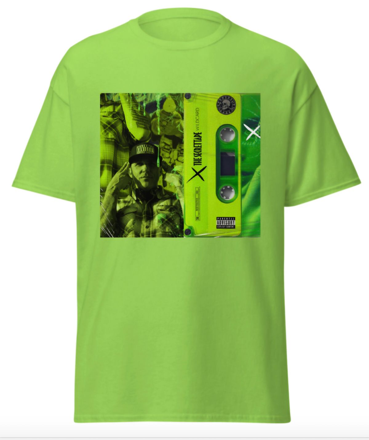 "THE SECRET TAPE" NEON GREEN T-SHIRT