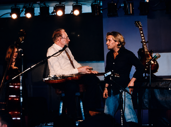 Onstage playing, Les Paul and Brandon Giles, Iridium Club, New York City
