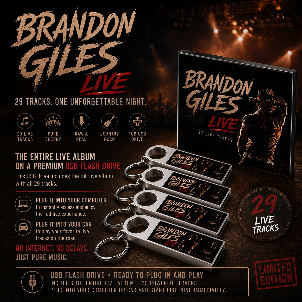 Brandon Giles Live Album ~ USB Flash Drive (full show) 