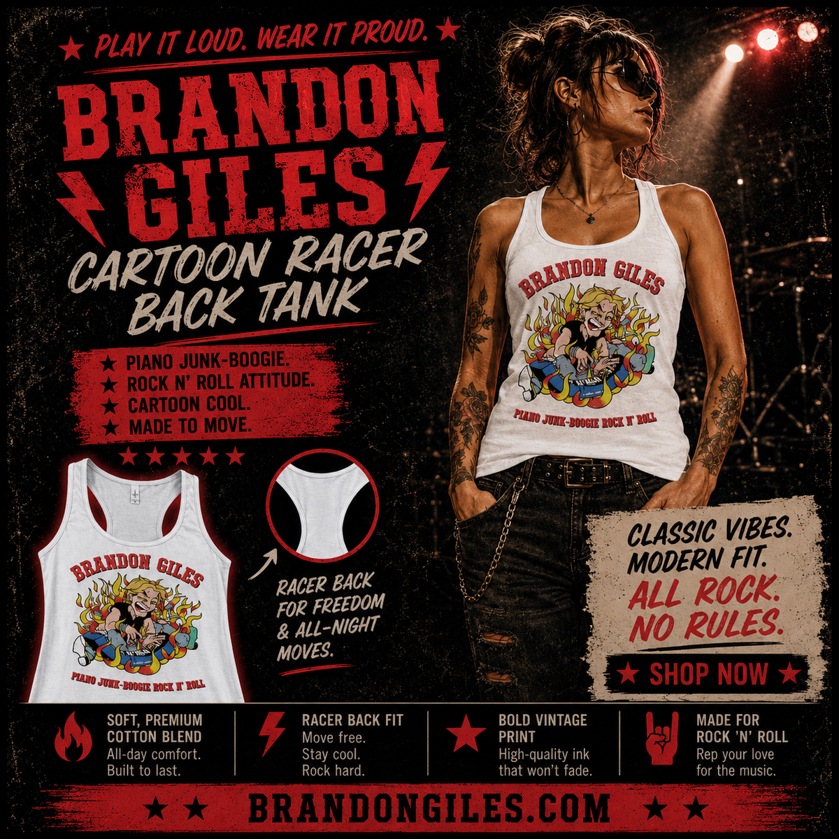 Brandon Giles Cartoon Racer Back Tank (lady sized)