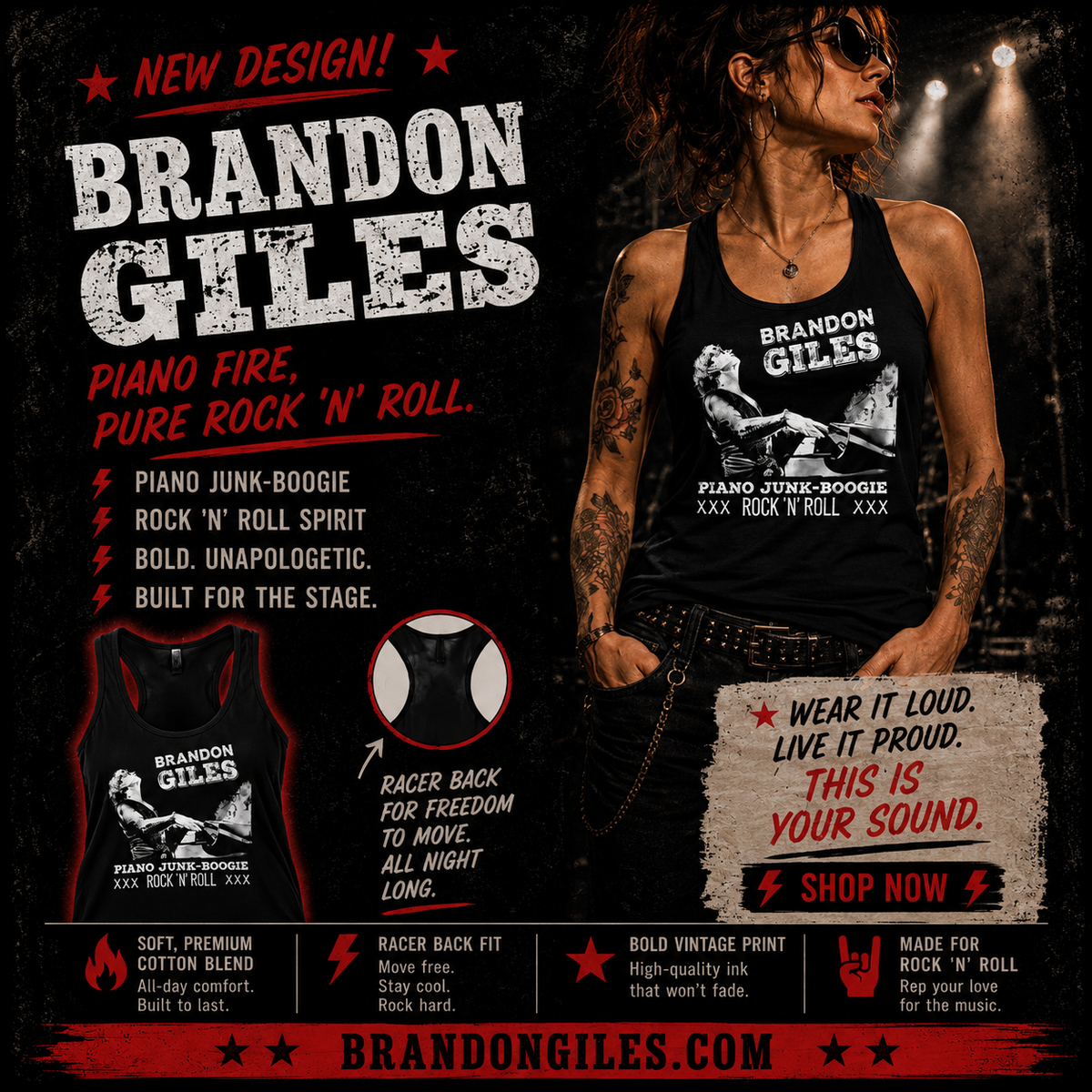 NEW DESIGN (piano fire) Racer Back Tank Top