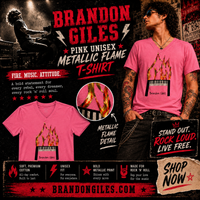 Brandon Giles Pink Unisex Metallic Flame T Shirt 