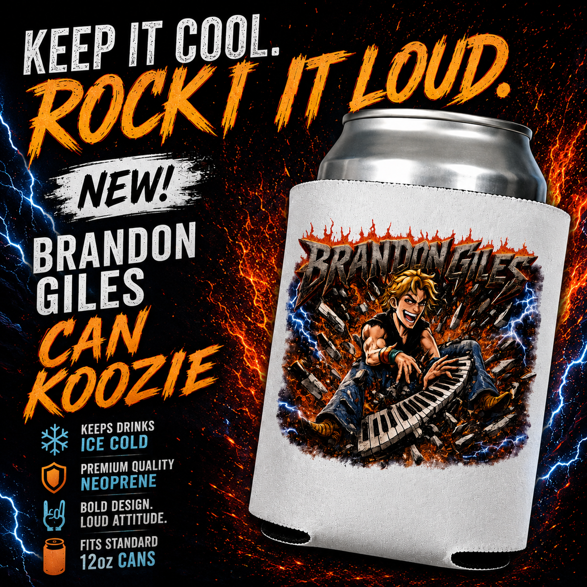White Brandon Giles Can Koozie