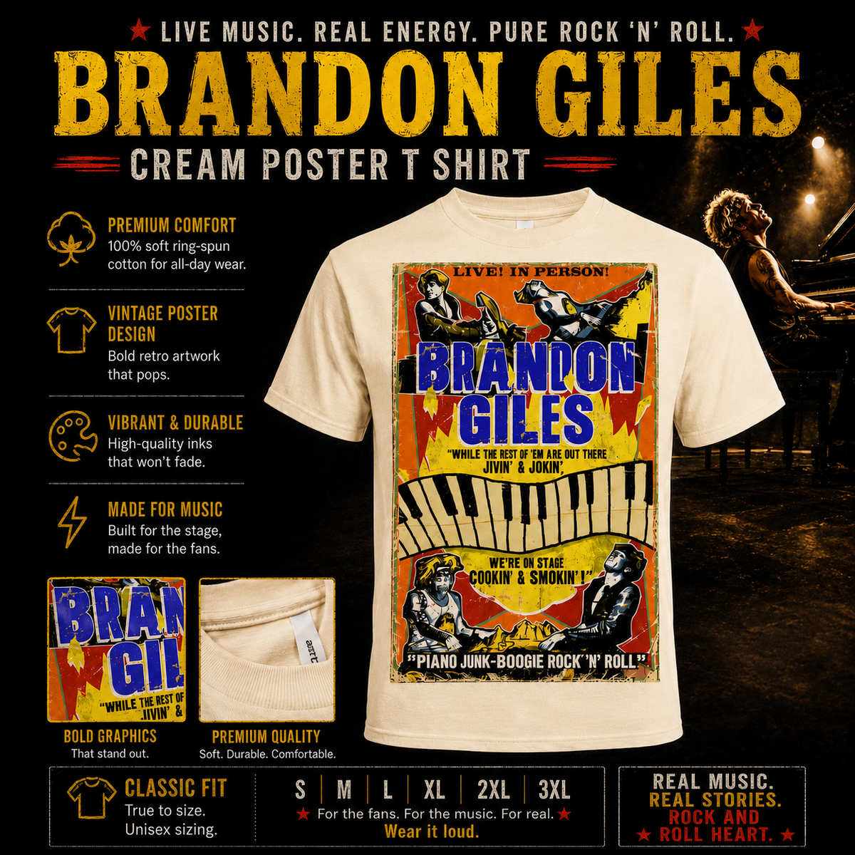 Brandon Giles Cream Poster T Shirt