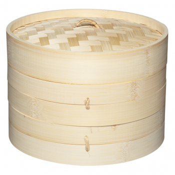 Bamboo Steamer 2 Tier Stack With Cover
