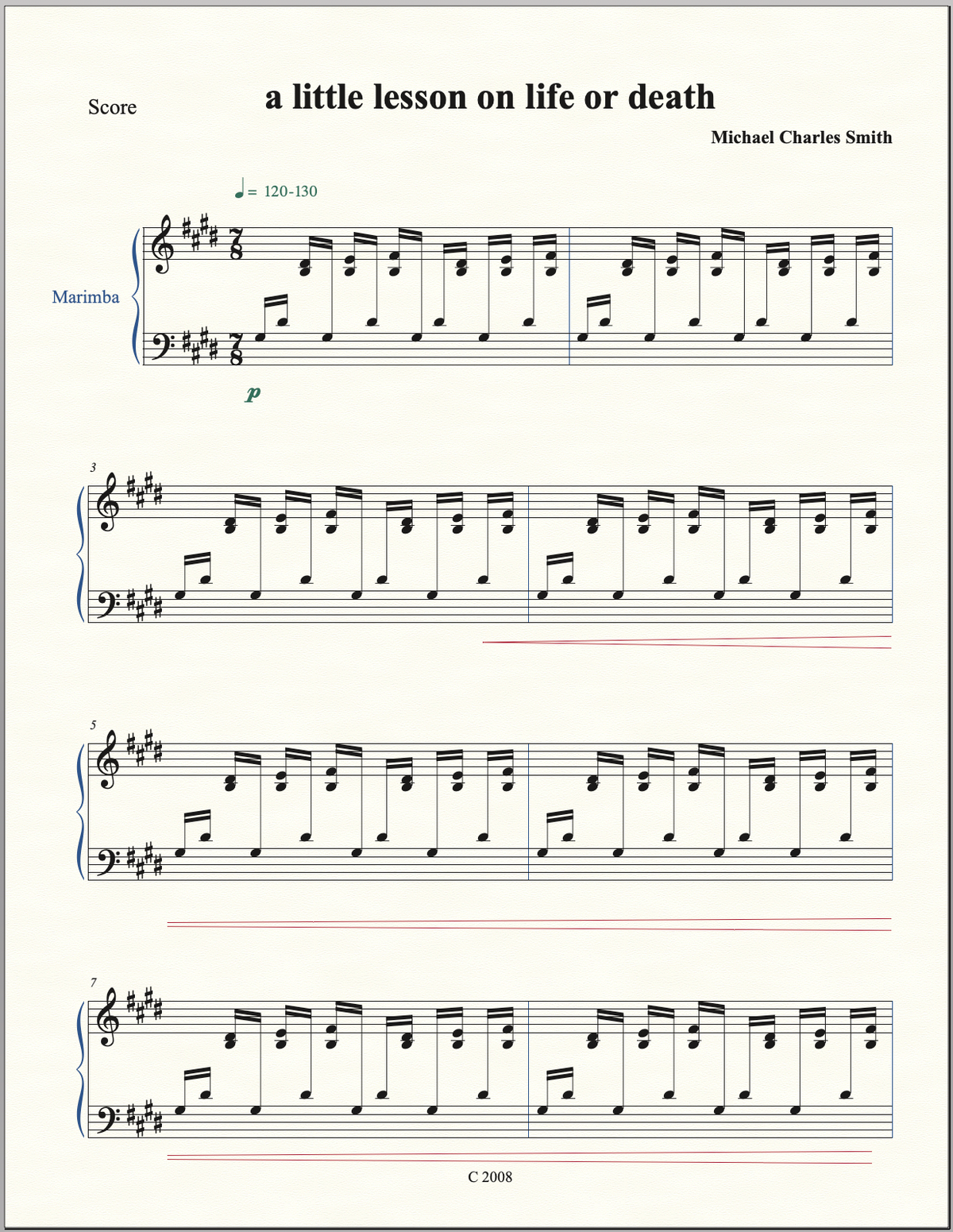 A Little Lesson On Life Or Death - Sheet Music