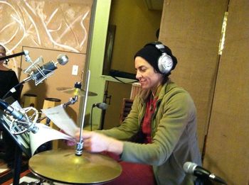 Carolyn recording 1, 2, 3, here comes Flying with Swans
