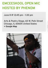 PHENOM host "EmceeSkool Open Mic" at Printers Row Lit Fest