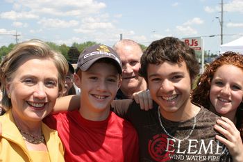 Pitt's kids schmooz with Hilary.
