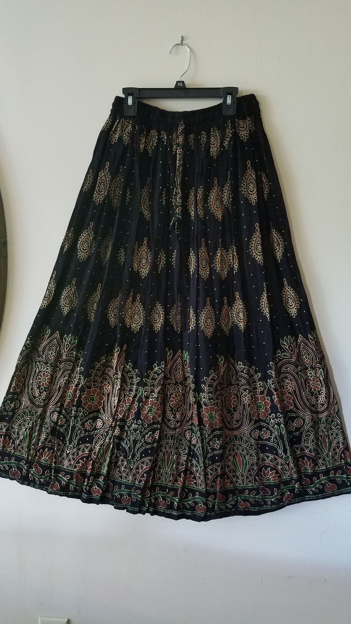 Indian Cotton Skirt (black & gold)