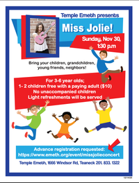 Miss Jolie Music & Bubble fun at Temple Emeth!