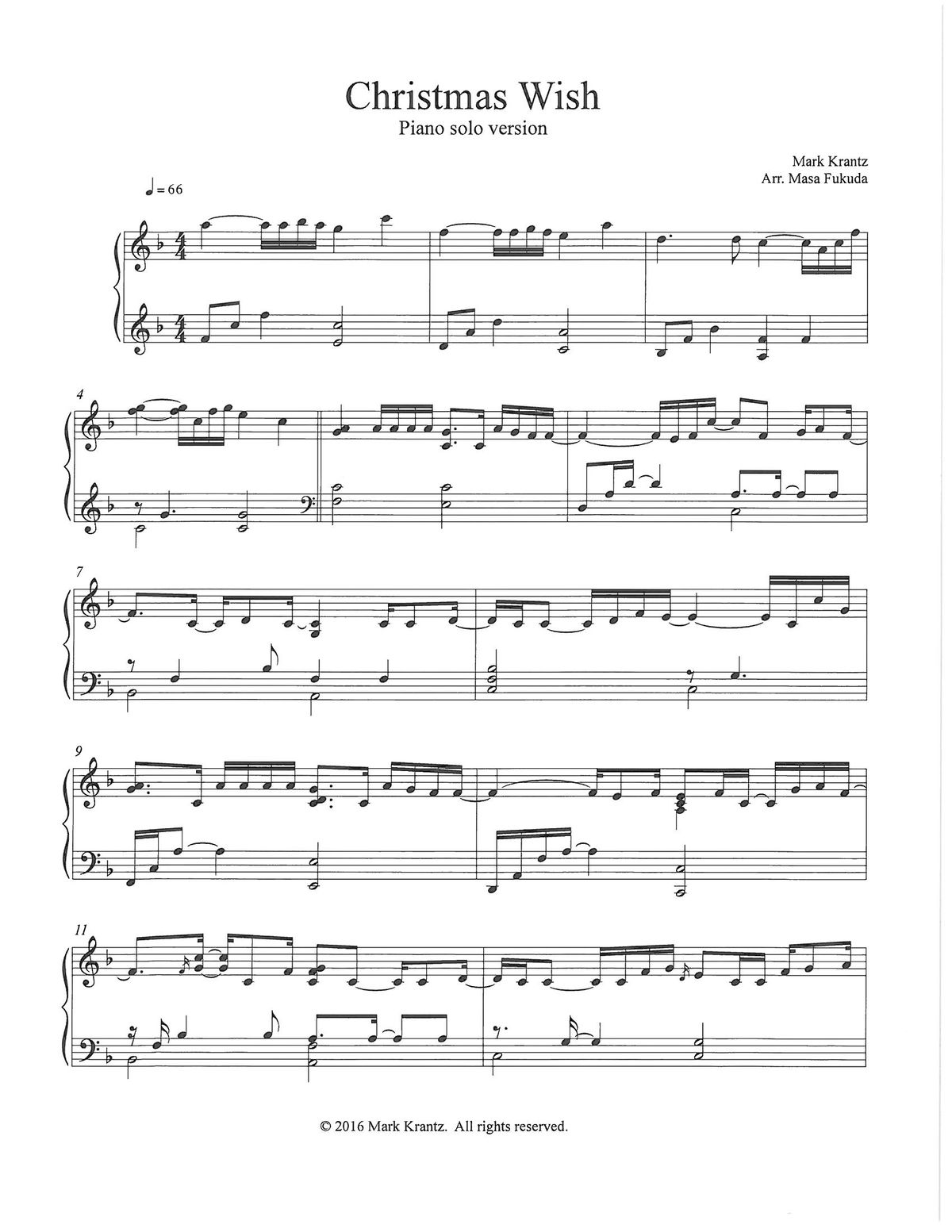 "Christmas Wish" Piano Instrumental Sheet Music