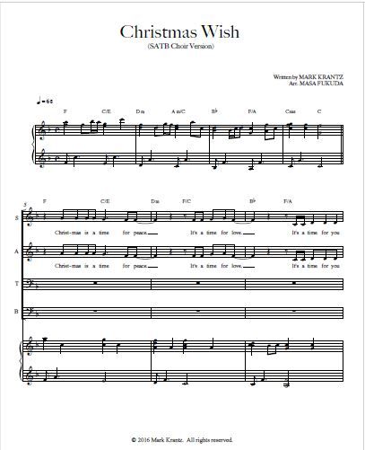 "Christmas Wish" SATB Sheet Music with Piano