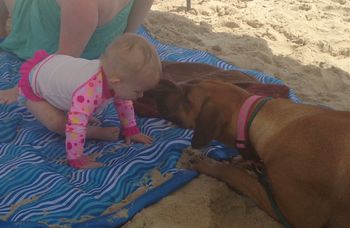 Amber with Emma at the beach
