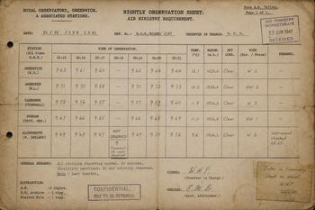 Air Ministry Observation Sheet 1941 - The missing minute
