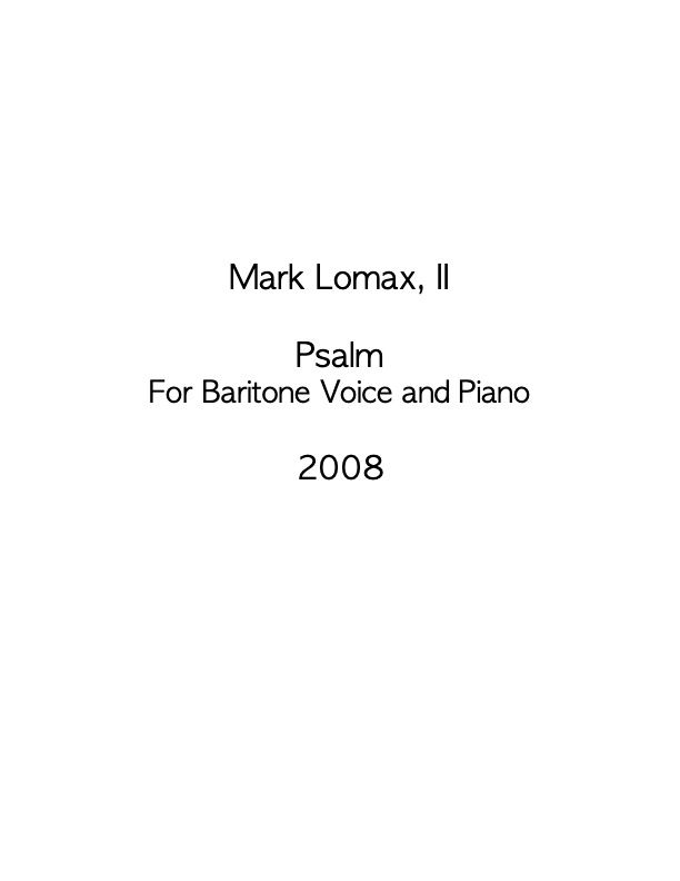 Psalm for Baritone Voice and Piano