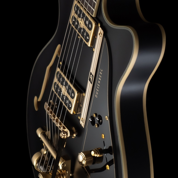 Duesenberg DTV-BKV (Satin Black/ Split King PU ) Black Velvet Gold Hardware (am LAGER)