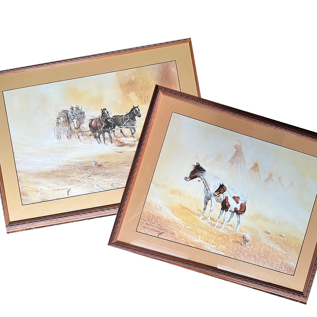 Carlos Hadaway Western Artist limited edition prints Bundle: "Arizona Stage" & "Paints in the Wind" U.S. only