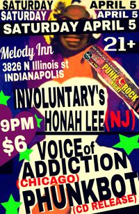 INDIANAPOLIS PUNK ROCK NIGHT Involuntary’s, Honah Lee, Voice of Addiction, & Phunkbot CD Release
