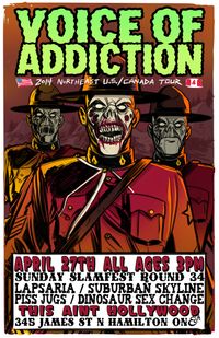 HAMILTON ON SUNDAY SLAMFEST XXXIV: VOICE OF ADDICTION * LAPSARIA * PISS JUGS * SUBURBAN SKYLINE * DINOSAUR SEX CHANGE